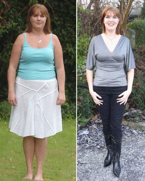 Femme avant et après régime de kéfir pour perdre du poids