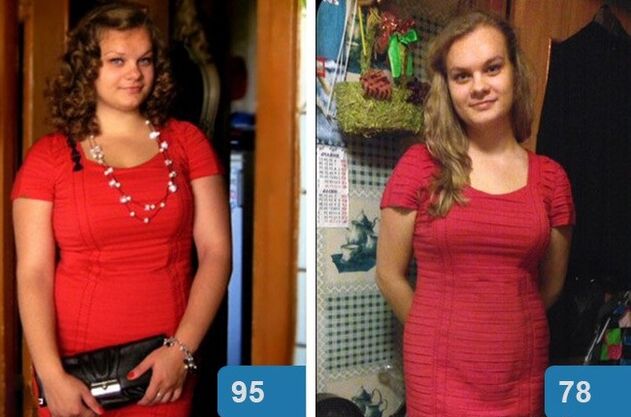 Fille avant et après la perte de poids avec le régime Maggi en 4 semaines